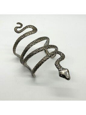 Vintage Snake Cuff Bracelet Gothic Punk Serpent Silver-tone Adjustable Bangle